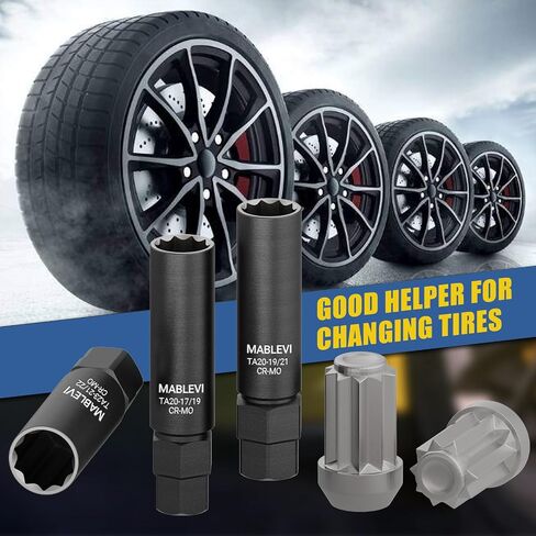 MABLEVI 10 Spline Lug Nut Socket, Compatible with Bimecc 10-Spline Lug Nut Key Replacement for TA20-17/19, 17MM,19MM Hex Drive Wheel Lock Removal Tool in Kuwait