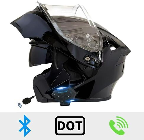 خوذة وحدات Bluetooth دراجة نارية ، نقرة معتمدة من الخوذة الكاملة للدراجة النارية دراجة نارية مزدوجة ، مع مكبرات صوت مزدوجة وميكروفون ، للبالغين الرجال والنساء in Kuwait