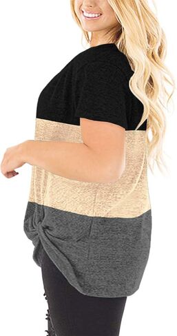 DOLNINE Women's Plus Size Knotted Tops Short Sleeve Tees Casual Tunics Blouses in Saudi Arabia