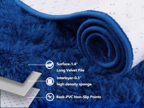 Shag Area Rugs for Living Room, Soft Fuzzy Plush Rugs, Upgrade Anti-Skid Modern Furry Rugs Fluffy Carpets for Kids Room Nursery Home Decor Dark Blue, 4X6 Feet in Saudi Arabia