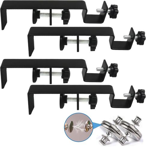 Outside Integrated Blind Curtain Rod Bracket Accessories, 1.3 - 2.3 inches Wide Track, Tool - Free & Drill - Free, with Installation Guide and Curtain Magnet Buckle (Black, 4pcs) in Saudi Arabia