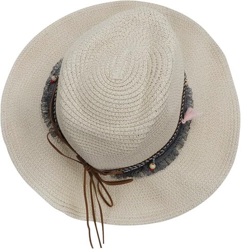 Mens Womens Western Cowboy Straw Hat Classic Brown Cowgirl Woven Sun Hat Roll Up Fedora Hat in Saudi Arabia