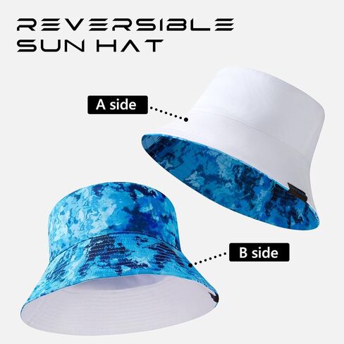 UPF 50+ Reversible Foldable Sun Bucket Hat for Hiking Fishing Beach Safari Men Women in Kuwait