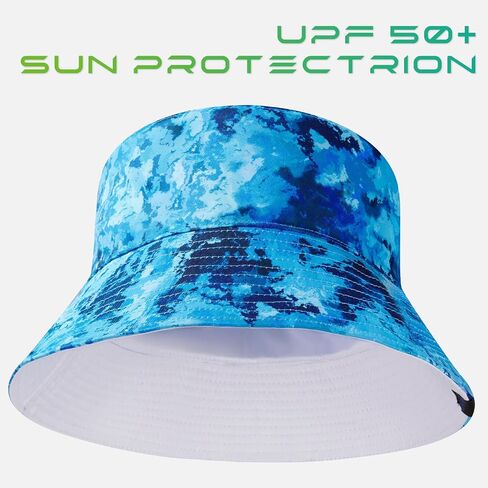 UPF 50+ Reversible Foldable Sun Bucket Hat for Hiking Fishing Beach Safari Men Women in Kuwait
