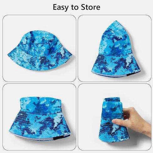UPF 50+ Reversible Foldable Sun Bucket Hat for Hiking Fishing Beach Safari Men Women in Kuwait