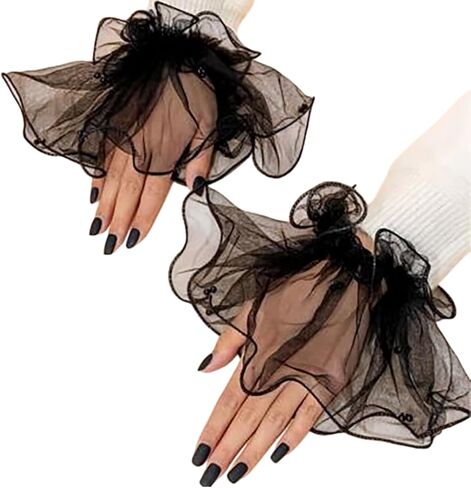 pearl Lace Mesh hand Sleeves Cuffs Elastic Bracelet Elegant Party Bride Wedding Women Girls Gloves Accessories in Kuwait