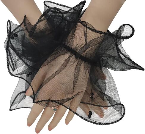 pearl Lace Mesh hand Sleeves Cuffs Elastic Bracelet Elegant Party Bride Wedding Women Girls Gloves Accessories in Kuwait