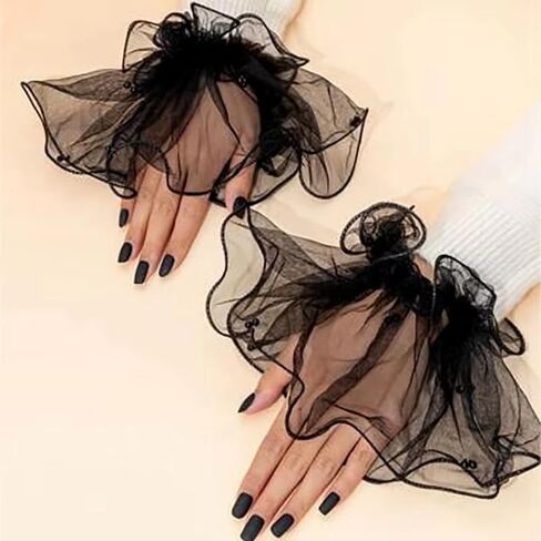 pearl Lace Mesh hand Sleeves Cuffs Elastic Bracelet Elegant Party Bride Wedding Women Girls Gloves Accessories in Kuwait