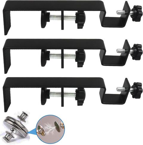 Outside Integrated Blind Curtain Rod Bracket Accessories, 1.3 - 2.3 inches Wide Track, Tool - Free & Drill - Free, with Installation Guide and Curtain Magnet Buckle (Black, 4pcs) in Saudi Arabia