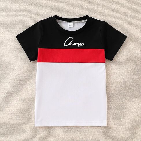 Kid Young Boy Clothes Outfits Casual Crew Neck Colorblock Short Sleeve Top 2pc Summer Fall Pants Set in Saudi Arabia