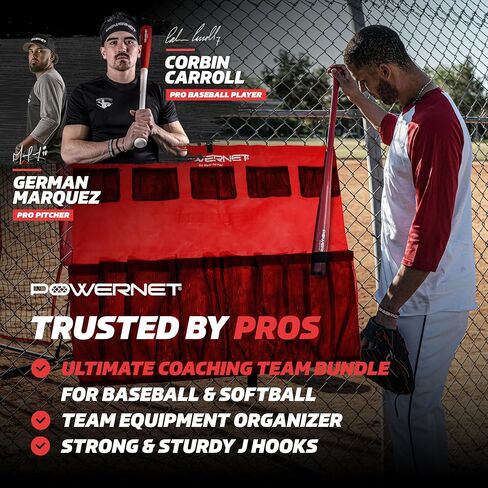 PowerNet Ultimate Coaching Team Bundle | Magnetic Lineup Board | Hanging Helmet Organizer | Fence Caddy for 12 Bats in Saudi Arabia
