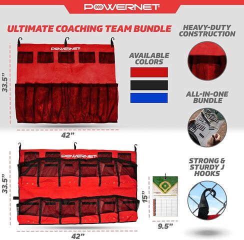 PowerNet Ultimate Coaching Team Bundle | Magnetic Lineup Board | Hanging Helmet Organizer | Fence Caddy for 12 Bats in Saudi Arabia