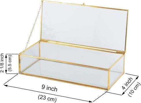 Vintage Glass Keepsake Box, Rectangle Jewelry Display Organizer Box Vanity Lidded Box Home Decor Accent Decorative Box for Storage Trinket Rings Bracelet in Saudi Arabia