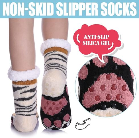 MQELONG Kids Slipper Fuzzy Socks Boys Girls Fluffy Fleece Lined Warm Plush Sherpa Winter Non Slip Christmas Home Socks in Saudi Arabia