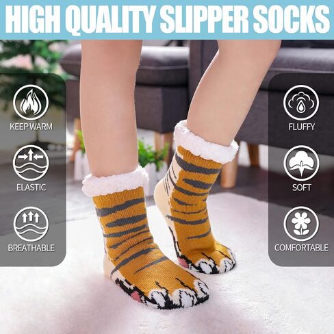 MQELONG Kids Slipper Fuzzy Socks Boys Girls Fluffy Fleece Lined Warm Plush Sherpa Winter Non Slip Christmas Home Socks in Saudi Arabia