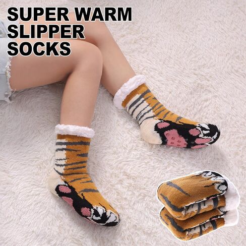 MQELONG Kids Slipper Fuzzy Socks Boys Girls Fluffy Fleece Lined Warm Plush Sherpa Winter Non Slip Christmas Home Socks in Saudi Arabia