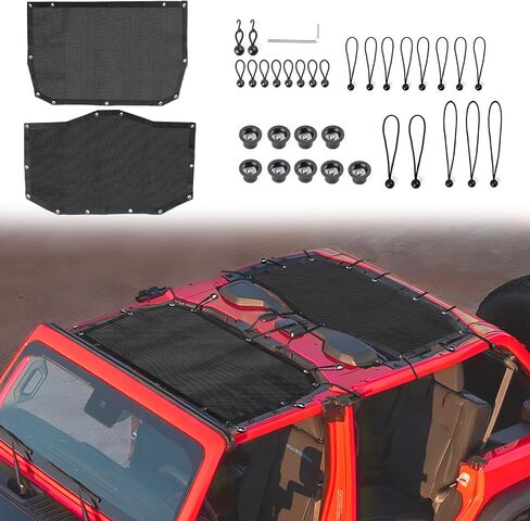 BESTAOO Sunshade Top Cover for 2024 2025 Jeep WranglerJL JLU 4 Door, Bikini Top Full Length Mesh Sun Shade Net, UV Protection (Black) in Saudi Arabia