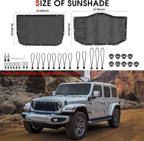 BESTAOO Sunshade Top Cover for 2024 2025 Jeep WranglerJL JLU 4 Door, Bikini Top Full Length Mesh Sun Shade Net, UV Protection (Black) in Saudi Arabia