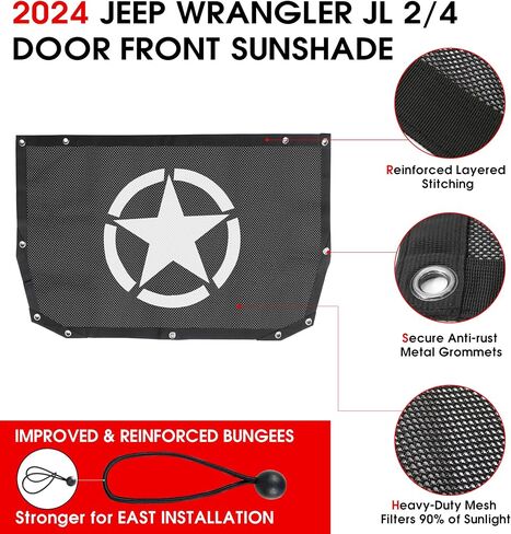 BESTAOO Sunshade Top Cover for 2024 2025 Jeep WranglerJL JLU 4 Door, Bikini Top Full Length Mesh Sun Shade Net, UV Protection (Black) in Saudi Arabia