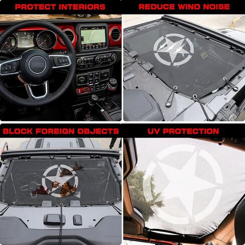 BESTAOO Sunshade Top Cover for 2024 2025 Jeep WranglerJL JLU 4 Door, Bikini Top Full Length Mesh Sun Shade Net, UV Protection (Black) in Saudi Arabia
