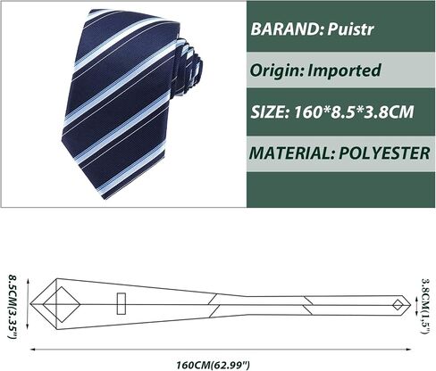 63'' XL Men's Plaid Striped Tie Extra Long Check 3.35" (8.5CM) Necktie Big and Tall Ties For Men with Gift Box in Saudi Arabia
