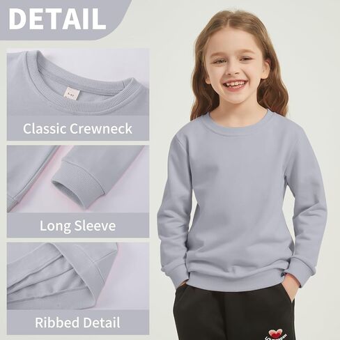 2-حزمة للجنسين الاطفال Crewneck البلوز طويلة الأكمام القطن البلوز للبنين والبنات (رفيعة) in Saudi Arabia