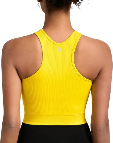RUNNING GIRL Sports Bras for Women High Impact Seamless Ribbed Longline High Neck Workout Crop Tank Tops in Saudi Arabia