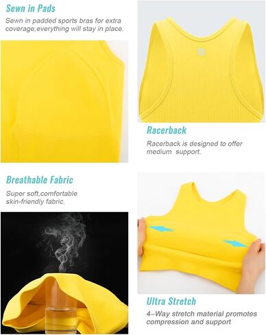 RUNNING GIRL Sports Bras for Women High Impact Seamless Ribbed Longline High Neck Workout Crop Tank Tops in Saudi Arabia