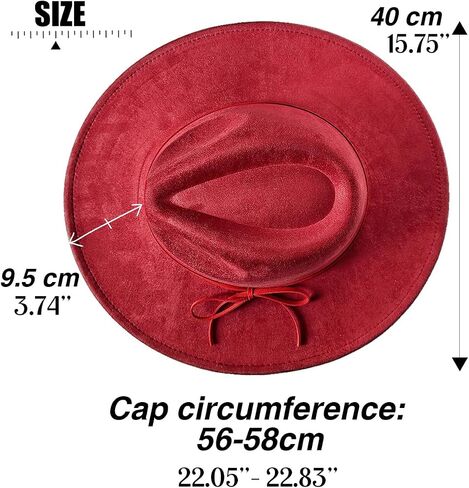 Fedora Hat for Women and Men, Classic Winter Wide Brim Felt Panama Hat Adjustable Suede Western Jazz Cap in Saudi Arabia