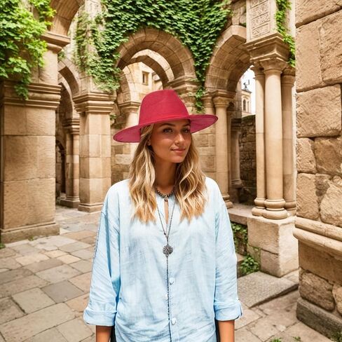 Fedora Hat for Women and Men, Classic Winter Wide Brim Felt Panama Hat Adjustable Suede Western Jazz Cap in Saudi Arabia