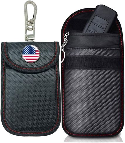 Car Key Faraday Bags, Faraday Pouch, Car RFID Blocking Holder Key Fob Protector Cage, Signal Block Anti-Theft Fob Case (US Flag, Black) in Saudi Arabia