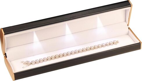 ثلاثة أضواء LED سوار سوار سوداء فاخرة بو الجلود قبة أعلى مصممة مع لون ذهبي مطلي على الجانبين سوار قلادة الحواهر أنكلري المجوهر in Kuwait
