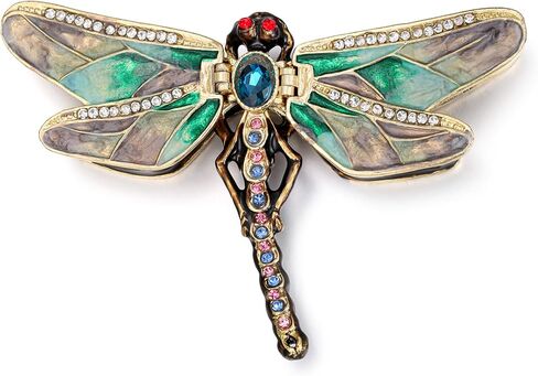 Hand Painted Enamel Hinged Trinket Box, Unique Mini Ring Necklace Jewelry Organizer, Classical Antique Bejeweled Storage, Figurine Collectible Keepsake Home Decor (Hummingbird on Box) in Saudi Arabia