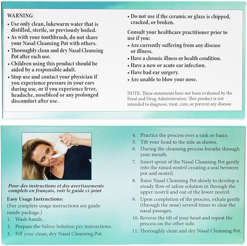 ANCIENT SECRETS Neti Pot & Nasal Cleansing Salt Set - Nasal Irrigation System, Ceramic Nasal Cleansing Pot + Non-Iodized Pure Salt, Sinus Relief, Allergy Nasal Spray Alternative (2 Piece Set) in Kuwait