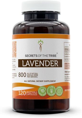 Secrets of the Tribe Lavender 60 Capsules, 800 mg, Lavender (Lavandula angustifolia, Lavandula x Intermedia) Dried Flowers (60 Capsules) in Kuwait