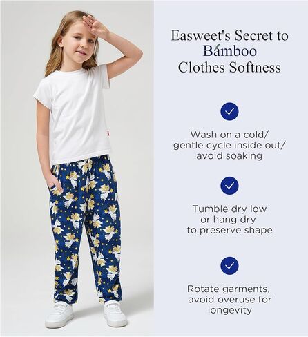 Bamboo Viscose Girls Pajama Pants Soft and Comfy Lounge Pajama Bottoms with Pockets in Saudi Arabia