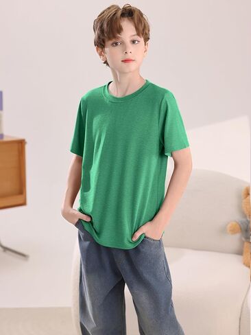Boys Short Sleeve Shirts Kids Summer Crewneck T-Shirt Casual Tops Tees 5-14 Years in Kuwait