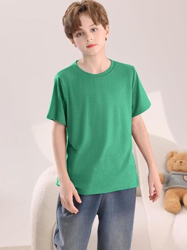 Boys Short Sleeve Shirts Kids Summer Crewneck T-Shirt Casual Tops Tees 5-14 Years in Kuwait