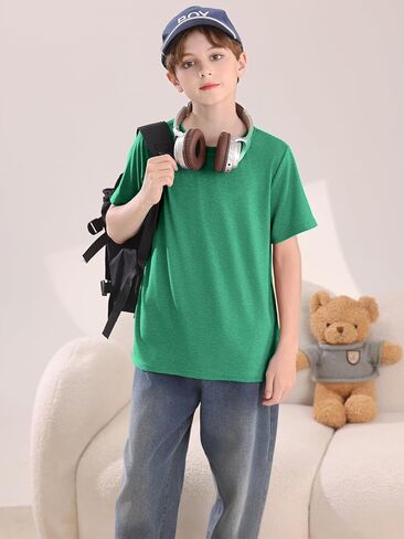 Boys Short Sleeve Shirts Kids Summer Crewneck T-Shirt Casual Tops Tees 5-14 Years in Kuwait