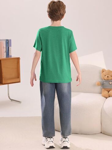 Boys Short Sleeve Shirts Kids Summer Crewneck T-Shirt Casual Tops Tees 5-14 Years in Kuwait