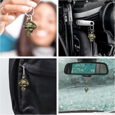 Motorcycle Guardian Luck Bell Rock Skull Biker Gremlin Bell Car Key Chain Ring Accessories with Motorcycle Bell Hanger in Kuwait