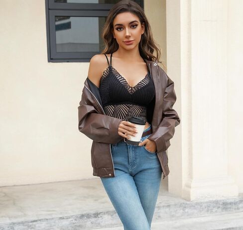 Lace Bralette for Women V Neck Camisoles Racerback Adjustable Strap Crop Top in Saudi Arabia