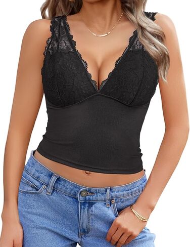 AVIDLOVE TANK TOP للنساء الدانتيل الصيفي الخروج قمم مثير الخام in Saudi Arabia