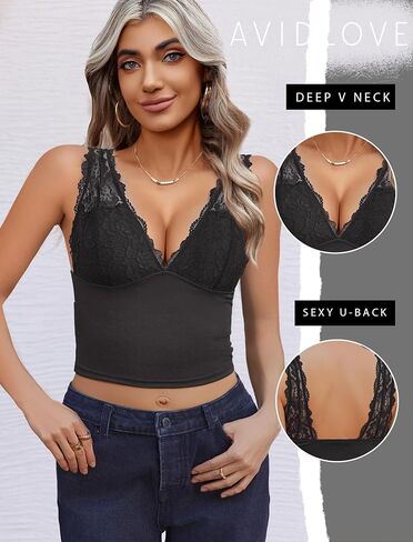AVIDLOVE TANK TOP للنساء الدانتيل الصيفي الخروج قمم مثير الخام in Saudi Arabia