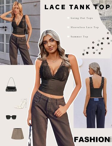 AVIDLOVE TANK TOP للنساء الدانتيل الصيفي الخروج قمم مثير الخام in Saudi Arabia
