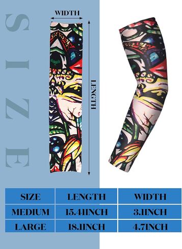 Boao 20 Pcs Men's Cooling Arm Sleeves Long Fingerless Arm Cover Anti Slip UV Protection Sun Temporary Tattoo Sleeves in Saudi Arabia
