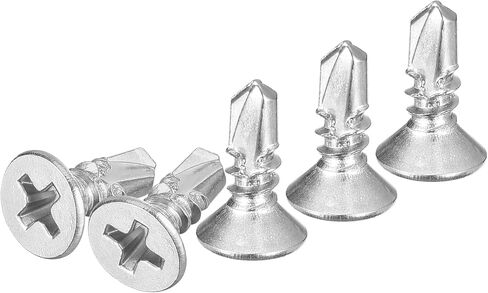 25Pcs ST3.5x16mm Self Drilling Screws, 410 Stainless Steel Flat Head Phillips Sheet Metal Screw - Good for Wood to Metal, Furniture - Silver in Saudi Arabia