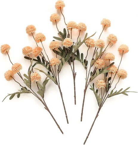 Floroom 5pcs Faux Silk Pompon Mum Artificial Flowers, Bulk Fake Mini Chrysanthemums with Stems for DIY Bouquet Centerpieces Wedding Fillers Terracotta Arrangements Shower Decorations, Burnt Orange in Saudi Arabia