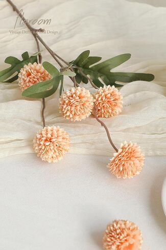 Floroom 5pcs Faux Silk Pompon Mum Artificial Flowers, Bulk Fake Mini Chrysanthemums with Stems for DIY Bouquet Centerpieces Wedding Fillers Terracotta Arrangements Shower Decorations, Burnt Orange in Saudi Arabia