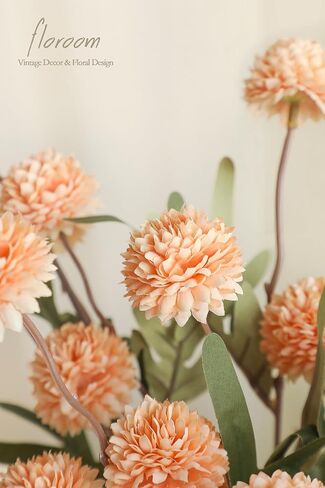 Floroom 5pcs Faux Silk Pompon Mum Artificial Flowers, Bulk Fake Mini Chrysanthemums with Stems for DIY Bouquet Centerpieces Wedding Fillers Terracotta Arrangements Shower Decorations, Burnt Orange in Saudi Arabia